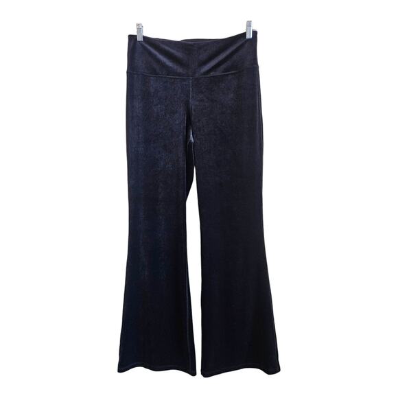 ATHLETA Women's L Elation Velvet Flare Pants Black Stretch Athleisure 30 x 32 - Picture 1 of 7